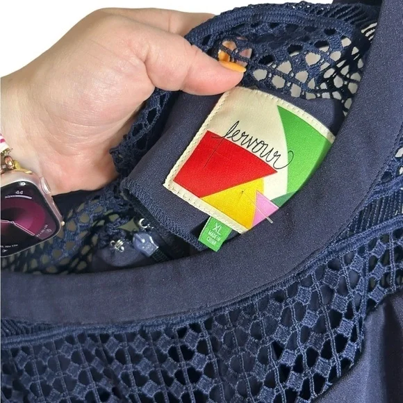 Modcloth Fervour Navy Blue Vintage Style 60s Housewife Bow Detail Dress Sz XL - Picture 3 of 14